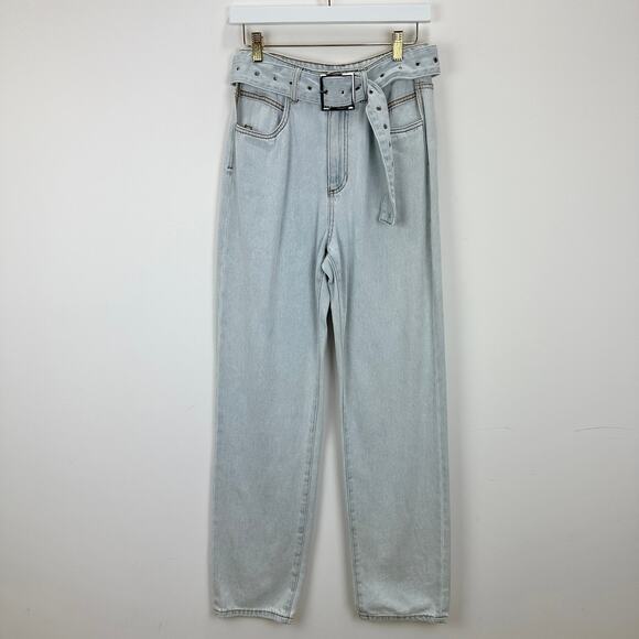 WeWoreWhat Cut Out Straight Leg Indigo Denim Jean High Waist Belted Grunge US 26 - Picture 7 of 16